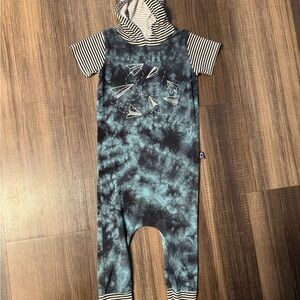 Rags Blue Tie-Dye Hooded Romper
